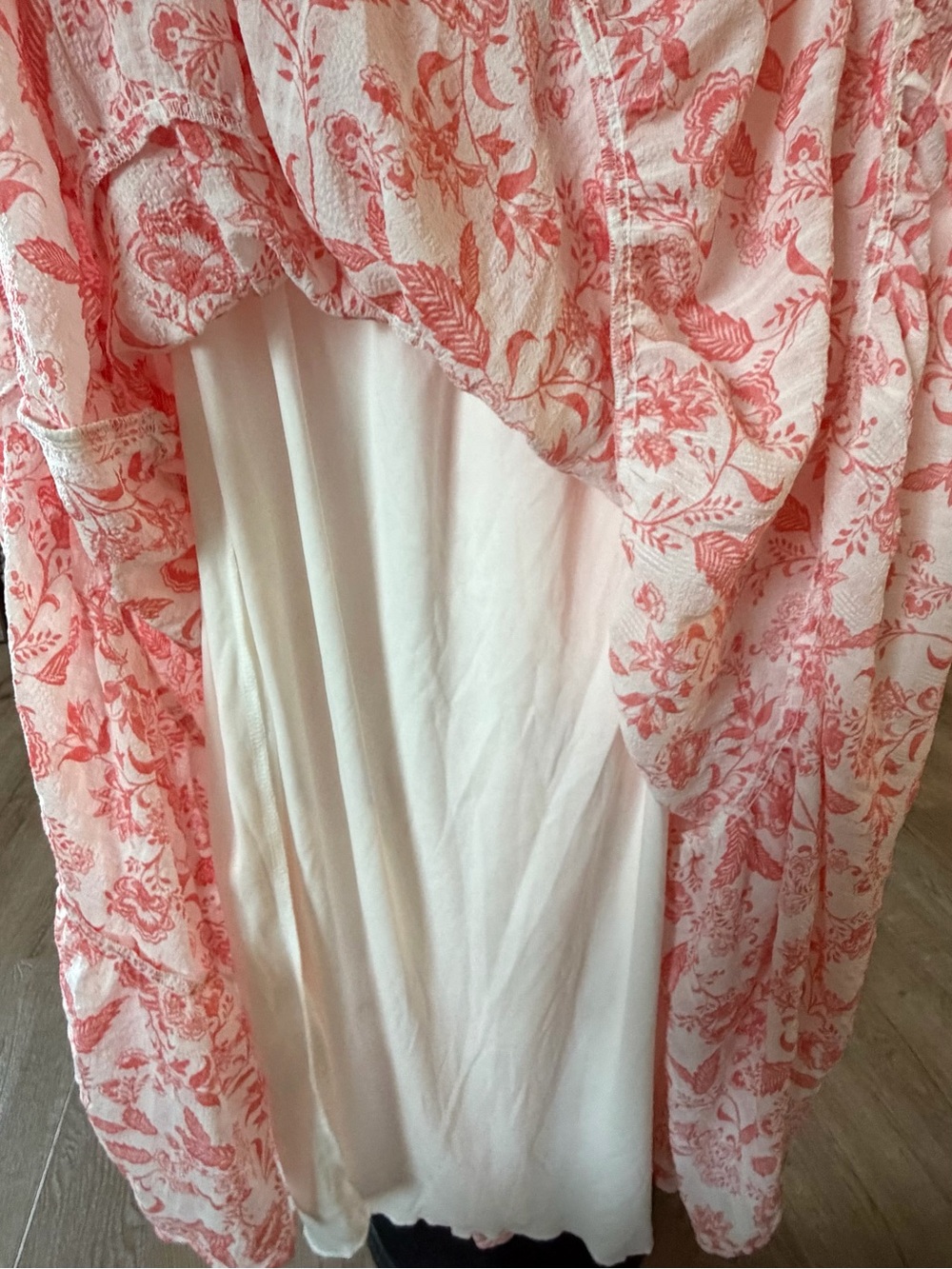 Altar'd State Coral & Cream Floral Tiered Maxi Skirt - Picture 2 of 4